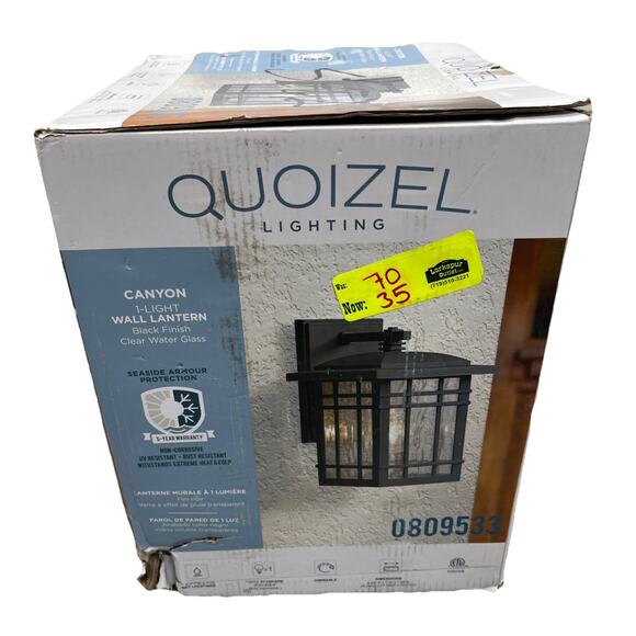 Quoizel Canyon 1-Light 9.88”H x 7”W Matte Black Hardwired Outdoor Wall Light. - Picture 1 of 12